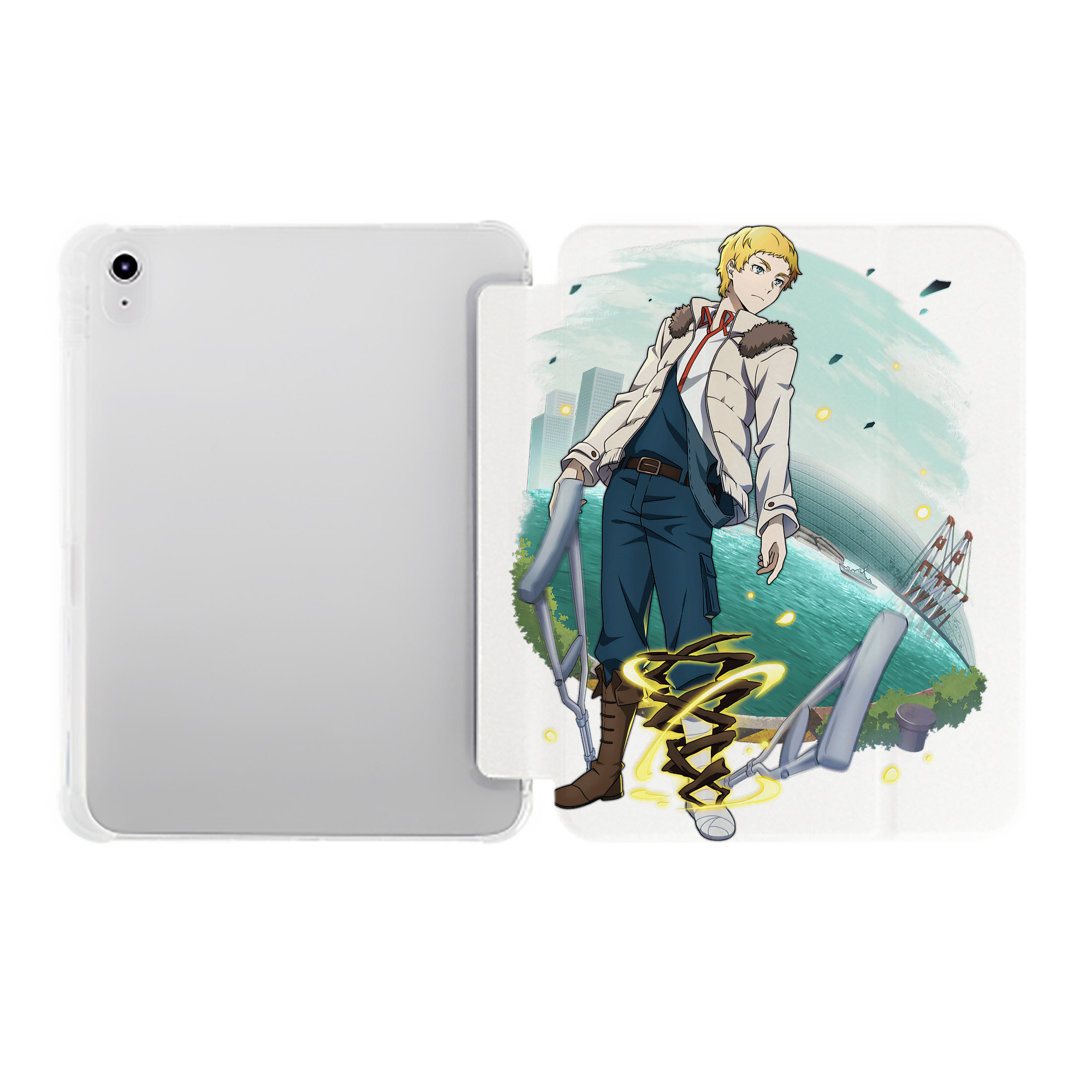 （画像用） 文豪ストレイドッグス Bungo Stray Dogs IPad ケース ペン収納付き 三つ折りスタンド PUレザー×シリコン 対応機種9.5/10.5/10.9インチ